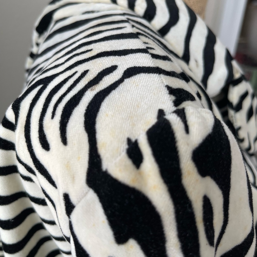 Zebra Print Women's Blazer Jacket - Black & White Velvet Feel - Picture 9 of 11